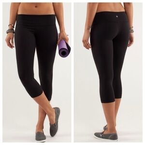 Lululemon Women's Wunder Under Crop Leggings Luon Black 8